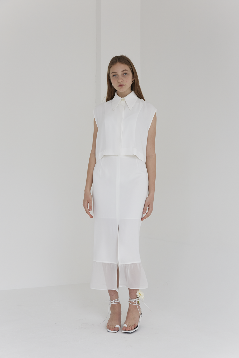 ANTHÈSE levent layered skirt, white