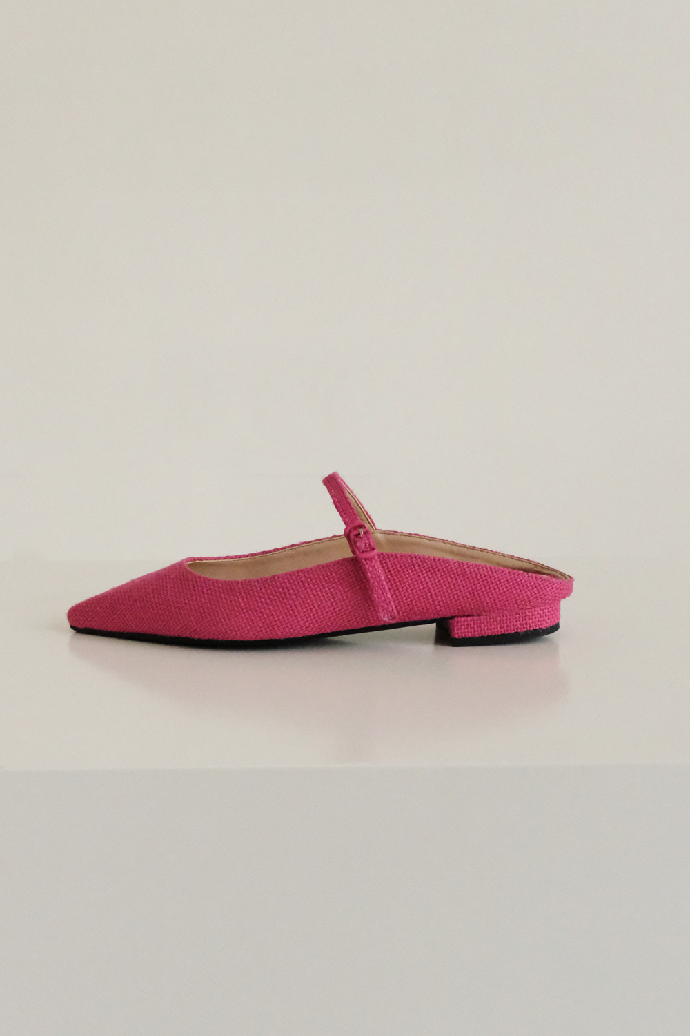 ANTHÈSE mary jane flat mule, linen hot pink (10%)