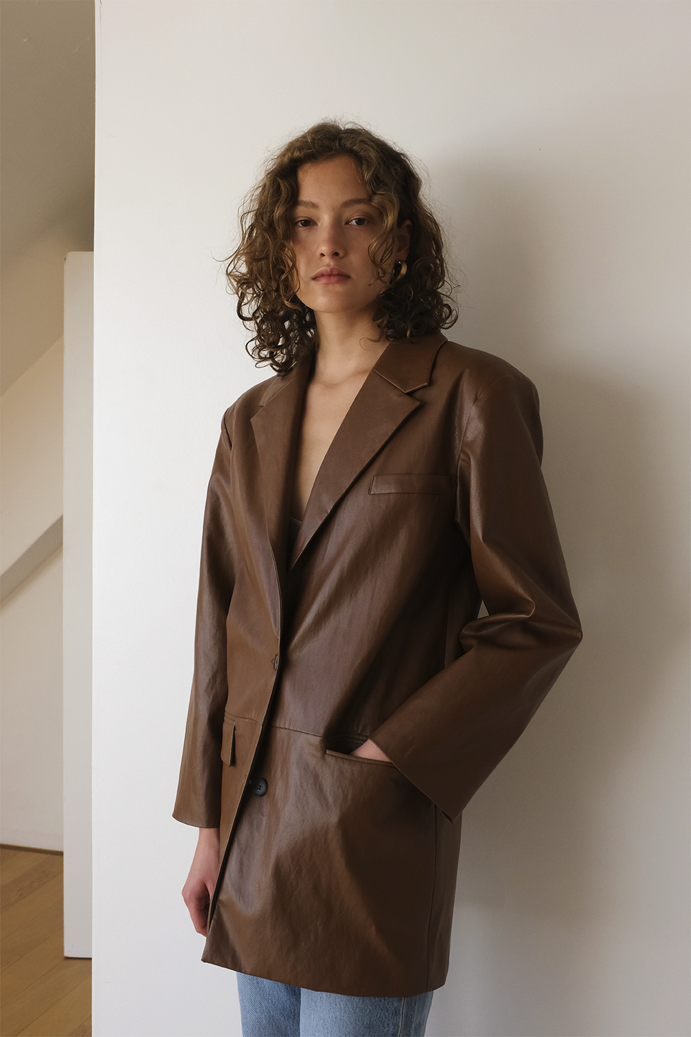ANTHÈSE Minuit leather jacket, brown